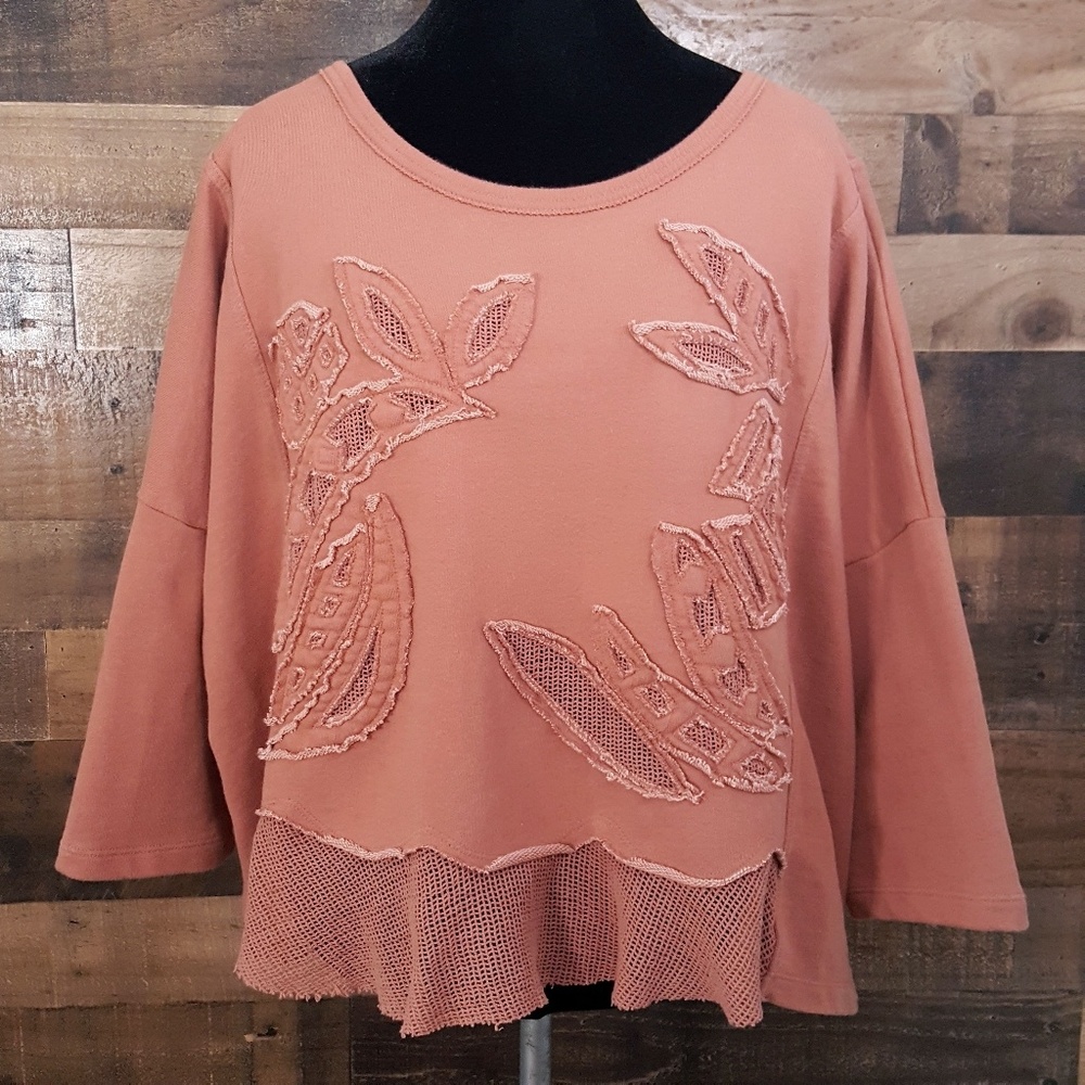 Free People Embroidered Pullover Sweatshirt
